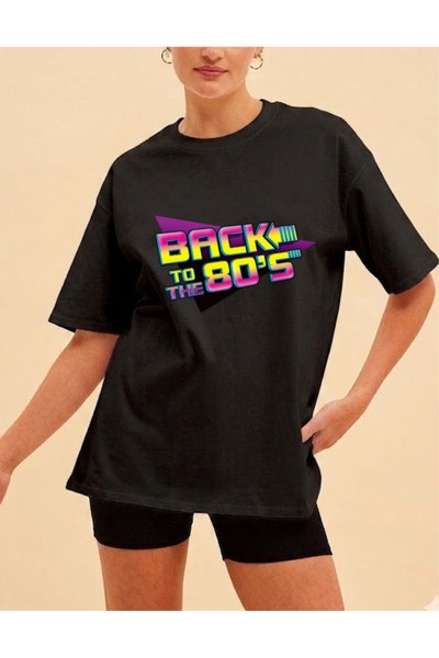 Krays تي شيرت مطبوع بتصميم Back To The 80s Retro - تي شيرت للجنسين بقصة عادية...
