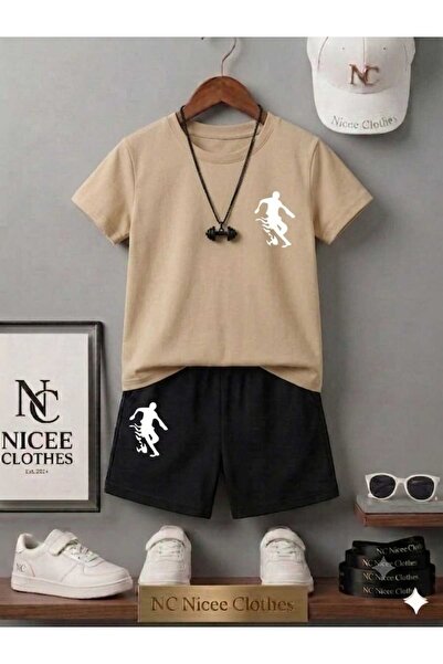 NC Nicee Clothes LETNJA DEČJA MAJICA I KRATKE HLAČE UNISEKS (BELI ŠTAMP SA VA...
