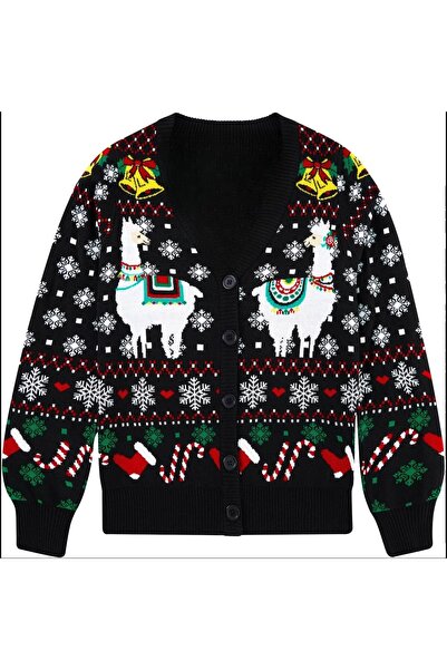 OEM Cardigan pentru femei Pulover festiv cu nasturi descheiați Amuzant Alpaci...