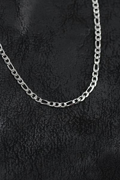 ALKASAZ 316L Steel Silver Color Thin Figaro Chain Model Men's Necklace
