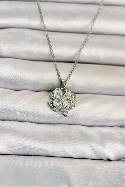 Inure Jewelry 316L Steel Chain Silver Color 4 Leaf Clover Model Women's Necklace