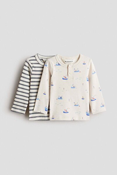H&M قطعتان من قمصان هنلي القطنية