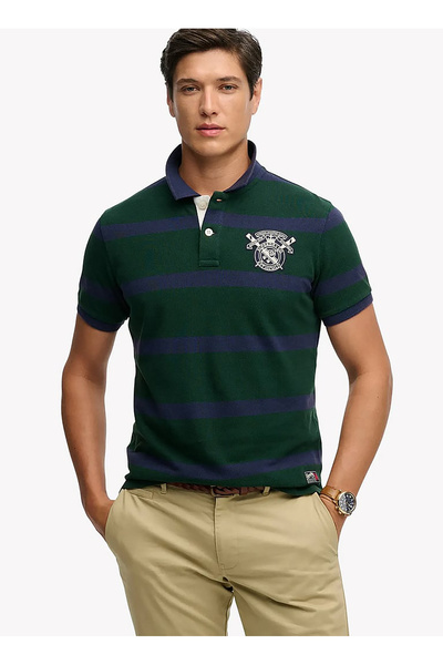 SUPERDRY Yeşil Erkek Çizgili Polo T-Shirt M1110467A-K1F CREST STRIPE POLO