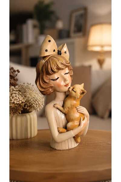 Gardenya Minik Kedi Dost Figürlü Polyester Kız Dekorafif Obje & Biblo