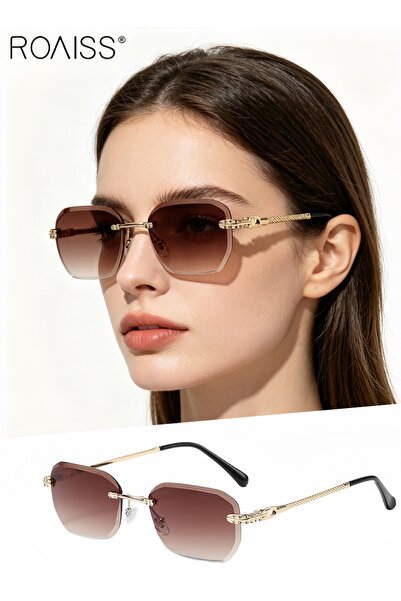 ROAISS Womens Rectangular Rimless Sunglasses UV400 Protection Fashion Anti-Gl...