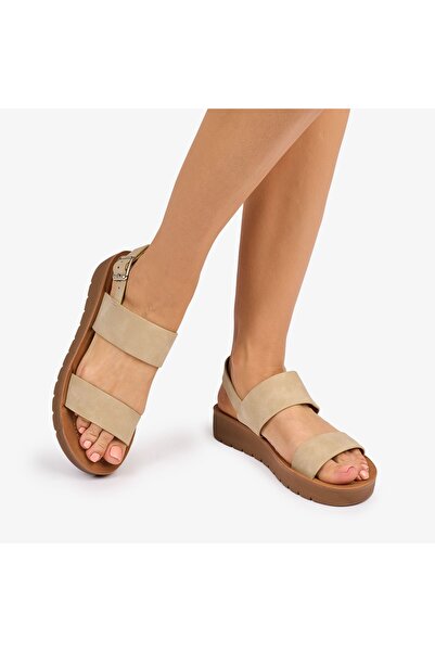LanaFashion SANDALE de damă din piele ecologică cu barete CRL1093 CULOARE: BEJ