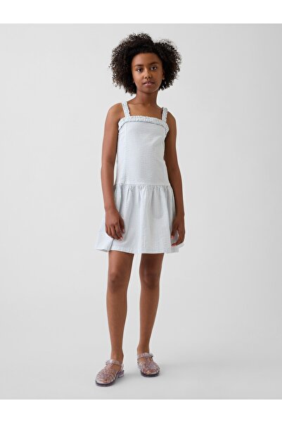 GAP Kız Çocuk Açık Mavi Drop-Waist Elbise