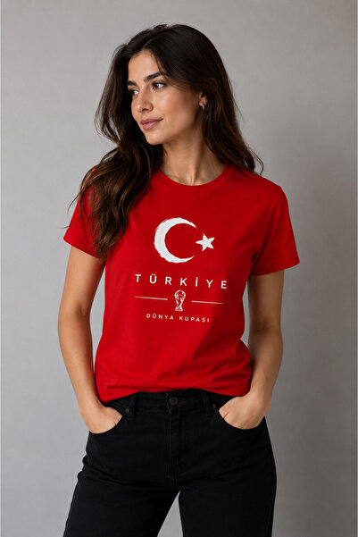 İncili Tekstil %100 Pamuk Penye Türkiye Dünya Kupası Ay Yıldız İmza Arka Bask...