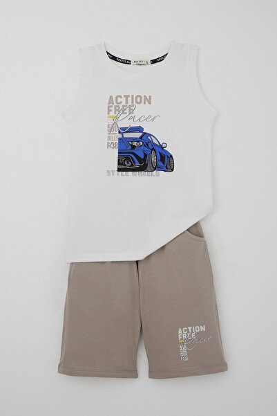 Breeze Boy's Shorts Set Zero Sleeve Hero of the Race Track Car Printed 5-10 Y...