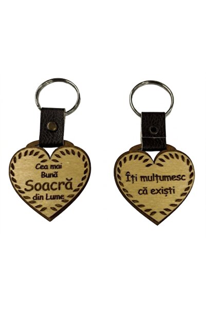 LimArt Breloc personalizat din lemn MDF și piele, în formă de inimă, model  "...
