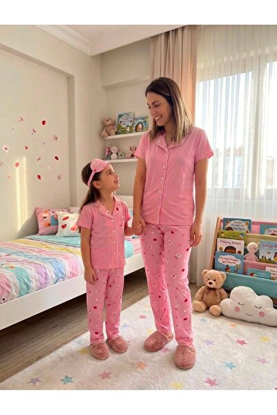 ALİŞ KİDS Majka-ćerka pamučni roze poklon paket sa uzorkom, kratki rukavi, ko...