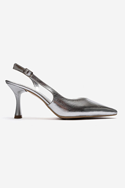 Lizzu Women's Pointed Toe Open Back 8 cm Goblet Heeled Shoes Hary