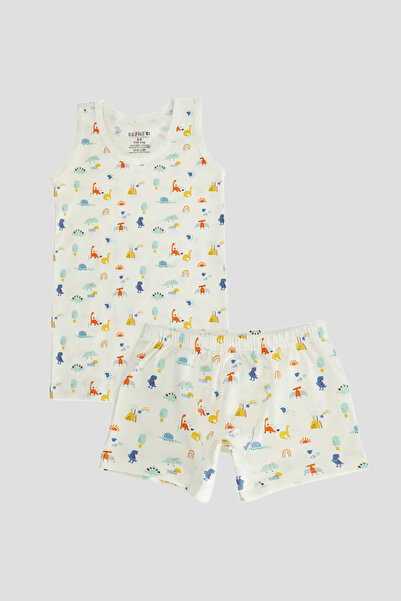 Defne Baby Set de maiou și boxeri din bumbac pieptănat cu model mixt, din bum...