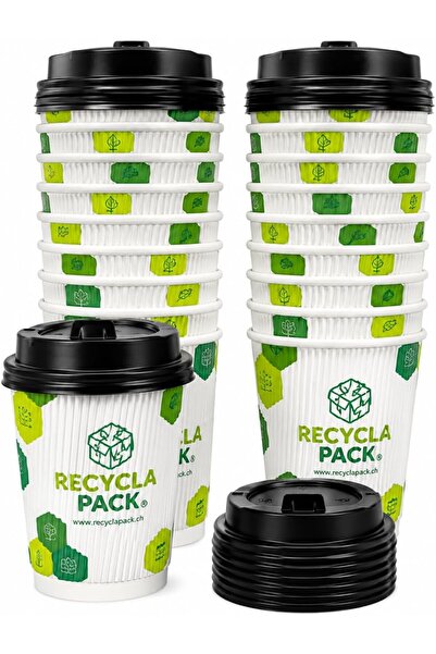 Sunny Your Bright choice 20 Pack Ripple Wall Paper Cups with Black Sip Lids |...
