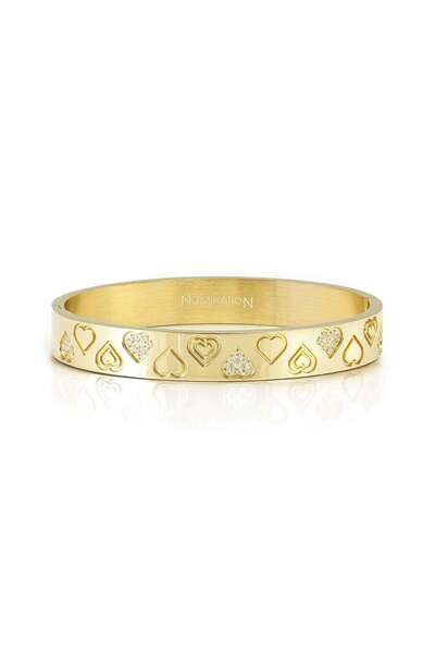 NOMİNATİON Pretty Bangles Gold Çelik Bileklik – Geniş Model, Pave Zirkon Semb...