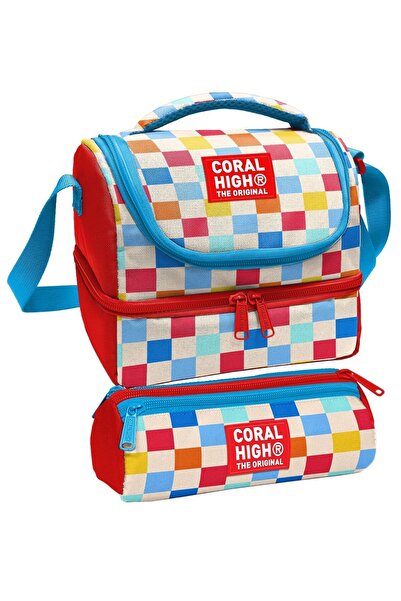 Coral High Κοριτσίστικο σετ κουτί φαγητού και θήκη για στυλό με κόκκινο πολύχ...
