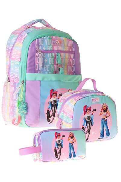 WOW Generation Triple Primary School School Bag Set - Green - Purple - Be You...
