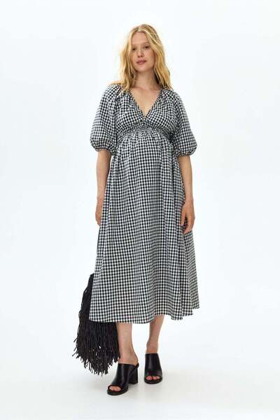 H&M MAMA Balloon-sleeved midi dress