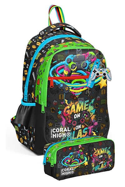 Coral High Комплект ученическа раница и несесер за момчета с щампа на тема иг...
