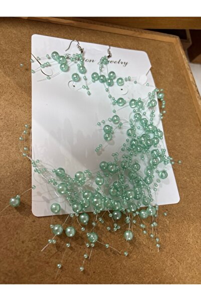 ELUNE İSTANBUL & Milano Mint Green Pearl Detailed Long Dangle Earrings – Eleg...