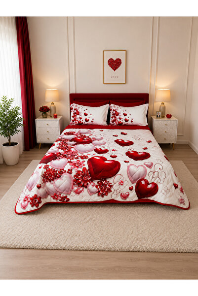 AYBERK HOME TEXTİLE Lovely Four Seasons Quilted Double Duvet Cover Set 6-Piec...