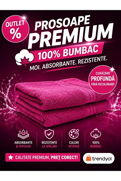 ANY SHOP MARKET Set 2 Prosoape Baie 70x130 cm, 100% Bumbac Premium, Absorbție...