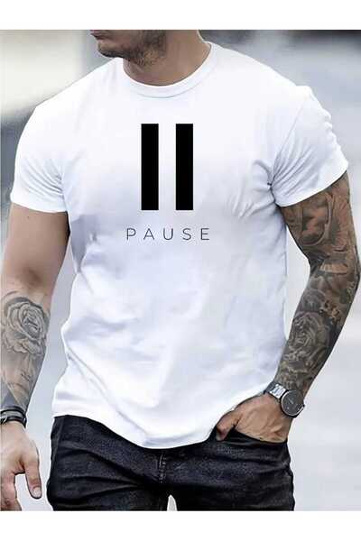 tkn your style Мъжка модерна памучна тениска с дизайн с принт  "Pause "