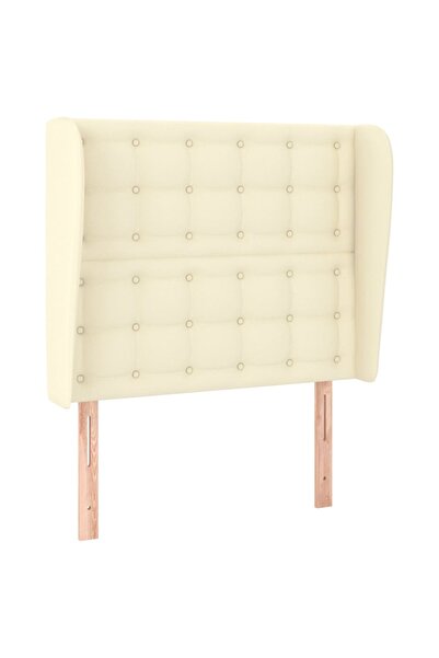 vidaxl Tăblie de pat cu aripioare, crem, 83x23x118/128 cm, piele
