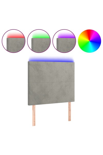 vidaxl Tăblie de pat cu LED, gri deschis, 90x5x118/128 cm, catifea