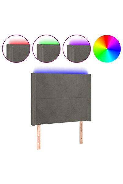 vidaxl Tăblie de pat cu LED, gri închis, 83x16x118/128 cm, catifea
