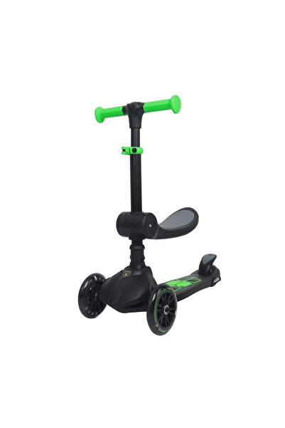 L52IN1-BK Lamborghini Lisanslı Katlanır Oturaklı Işıklı Scooter Siyah