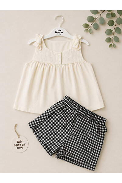 SANTRALBEBE Baby Girl Plaid Suspender Set