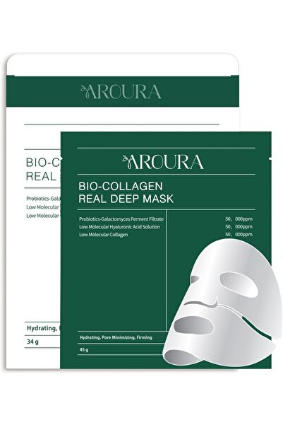 Aroura Beauty Collagen Glow Mask Set: 4 Sheets Infused with Low Molecular Wei...
