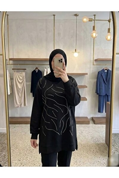 softalya moda Kadın dalga taşlı tesettür tunik