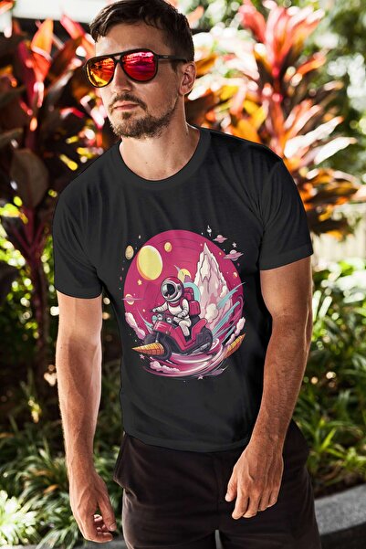 iLovePrints Astronaut on a Space Motorcycle Tshirt