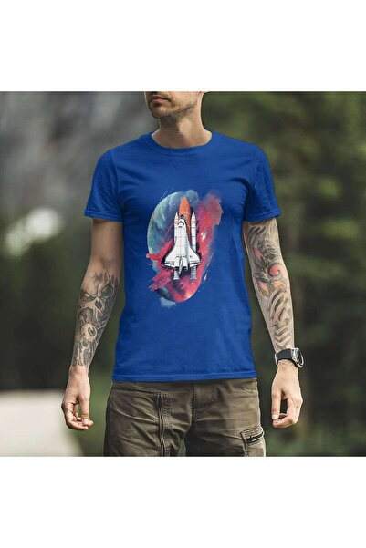 iLovePrints Space Shuttle with Abstract Background Tshirt