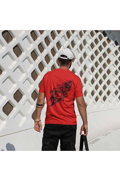 iLovePrints Abstract Tribal Design with Red Geometric Patterns Tshirt