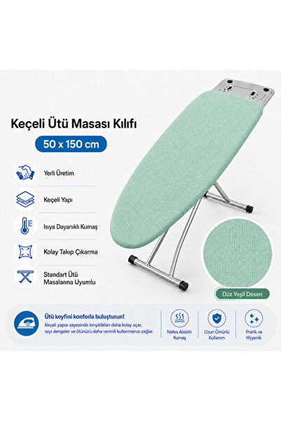 Home Ütü Masası Kılıfı Isıya Dayanıklı Örtüsü Bezi Baglamalı 50x150 cm