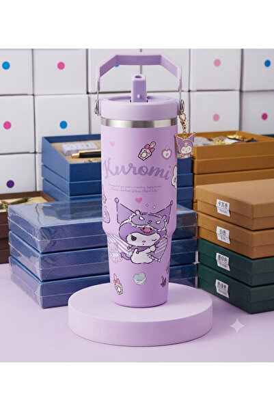 Mutluanlar Hediyelik Kuromi Figürlü Pipetli PREMIUM SUS 304 PASLANMAZ ÇELİK T...