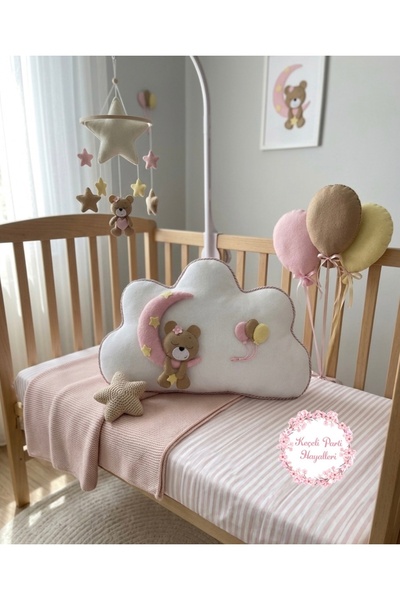 Keçeli parti hayalleri Cloud Pillow Crib Mattress Teddy Bear Figured Coffee Pink