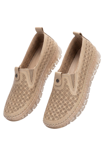 Barinoska Women's Leather Sports Shoes Summer Laser Cut Breathable Laceless D...