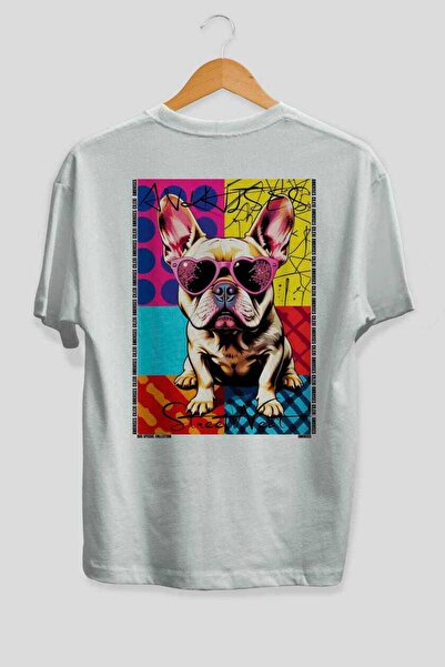 Ankhises For Dog Lovers 65 Back Dog Print White Oversize T-Shirt 100% Cotton ...