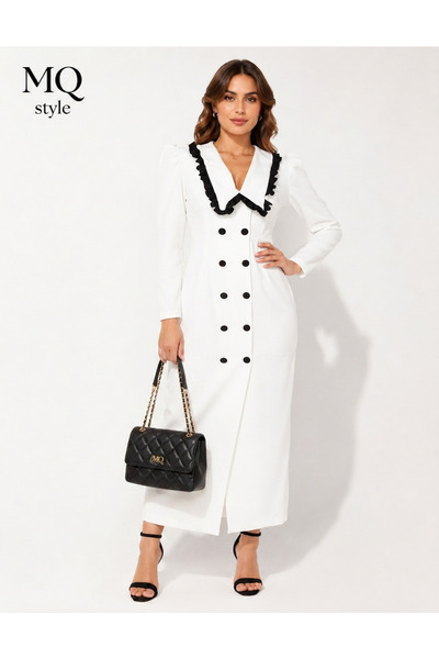 MQ Turkish Style Collection Wide Collar V-Neck Dress