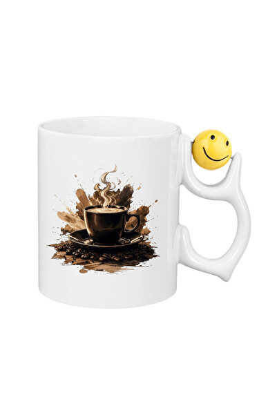 CERCİBAZAAR Coffee Themed Special Design Porcelain Mug – 300 ml Stylish Mug w...