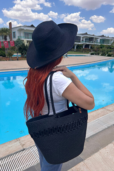 KAAN HOME Jute Straw Look Handcrafted Beach Bag and Hat Set – Durable Design ...