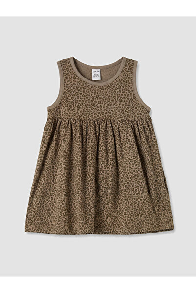LC Waikiki I Zero Roba Collar Leopard Embroidered Baby Girl Combed Cotton Dre...