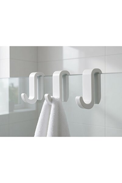 Furyon TECH Beyaz Duşakabin Cam Askısı Havlu Askılığı Modern Banyo Aksesuarı