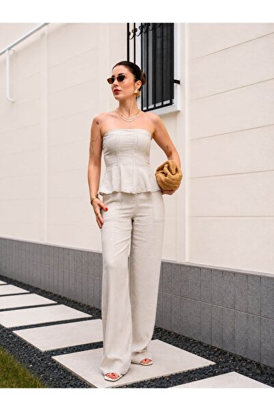 YK FASHION Tasarım Keten Strablez Takım
