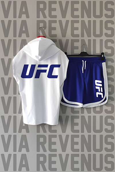Vordevia Tricou sport cu glugă și mâneci zero imprimat UFC față și spate și p...