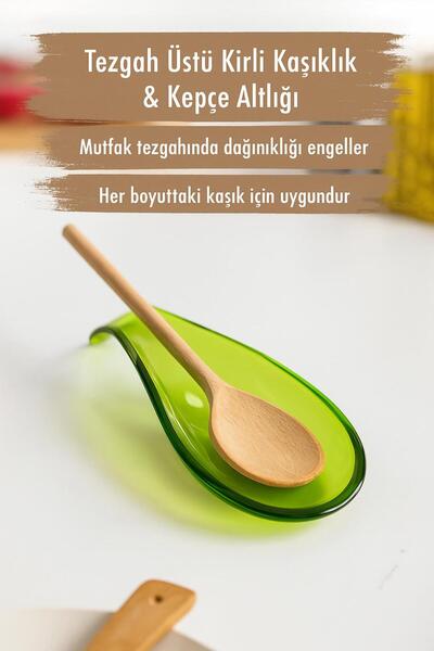 Twin Store Acrylic Green Countertop Dirty Spoon Holder & Ladle Mat